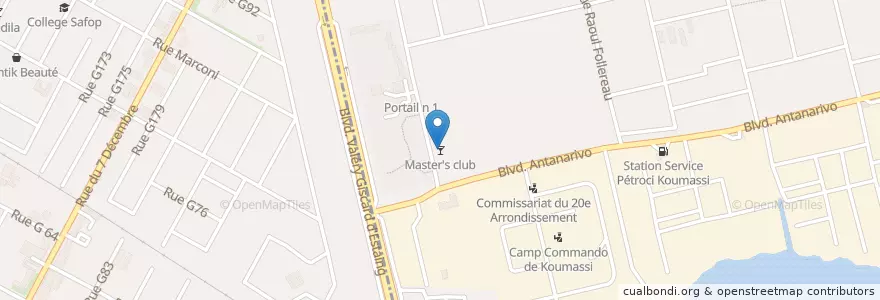 Mapa de ubicacion de Master's club en Costa Do Marfim, Abidjan, Koumassi.
