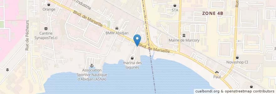 Mapa de ubicacion de Banque Atlantique en Costa Do Marfim, Abidjan, Marcory.