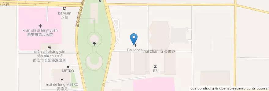 Mapa de ubicacion de Paulaner en China, Shaanxi, 西安市, 雁塔区 (Yanta).