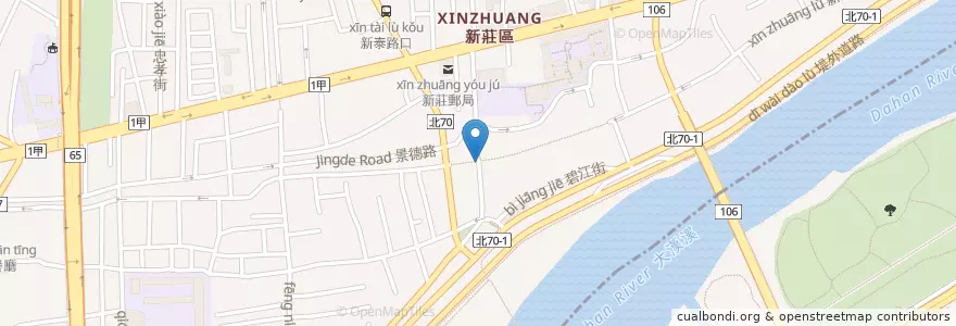 Mapa de ubicacion de 嘉義火雞肉飯 en 타이완, 신베이 시, 신좡 구.