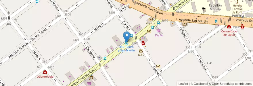 Mapa de ubicacion de 315 - Beiro y San Martín en 阿根廷, Ciudad Autónoma De Buenos Aires, 布宜诺斯艾利斯, Comuna 11.
