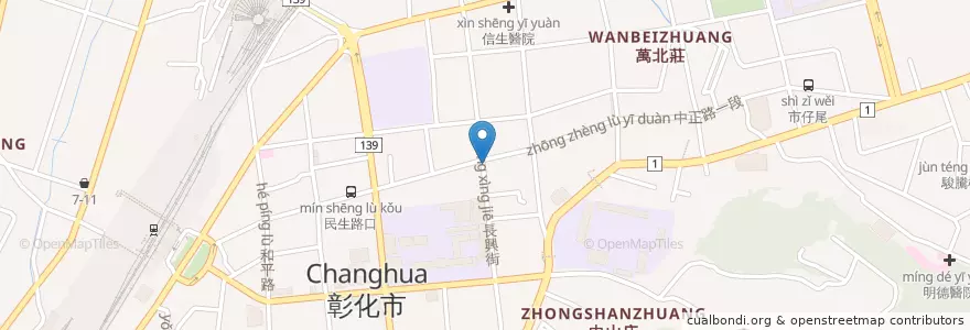 Mapa de ubicacion de 合作金庫商業銀行 en Taiwán, Provincia De Taiwán, Condado De Changhua, 彰化市.