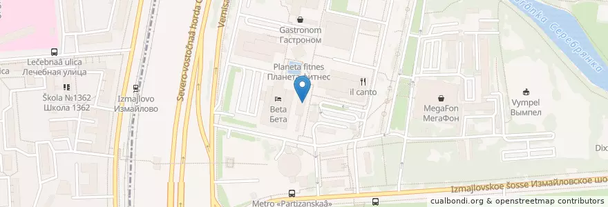 Mapa de ubicacion de Ева en Russia, Distretto Federale Centrale, Москва, Восточный Административный Округ, Район Измайлово.