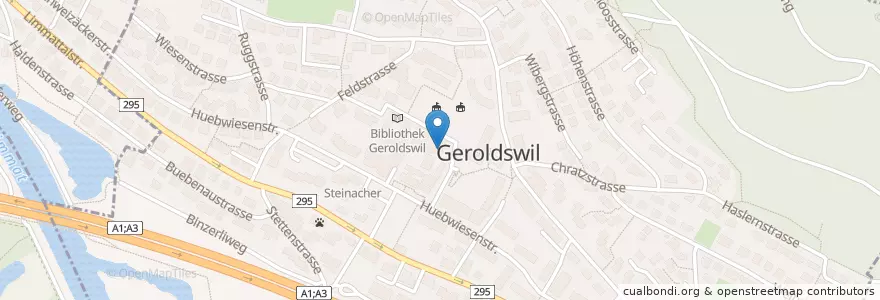 Mapa de ubicacion de Postfiliale 8954 Geroldswil en سويسرا, زيورخ, Bezirk Dietikon, Geroldswil.