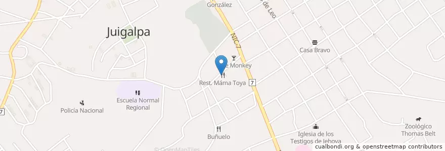 Mapa de ubicacion de Rest. Máma Toya en Nicaragua, Chontales, Juigalpa (Municipio).