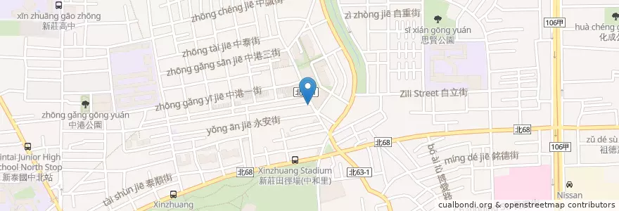 Mapa de ubicacion de 北台灣永和豆漿中港店 en Taiwán, Nuevo Taipéi, 新莊區.