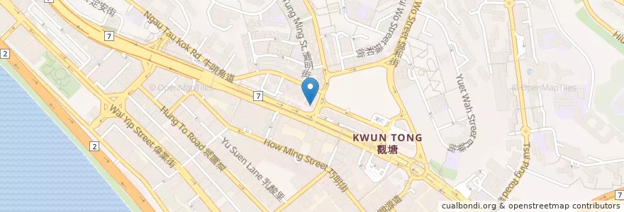 Mapa de ubicacion de the church in hong kong (kwun tong assembly hall) en Chine, Guangdong, Hong Kong, Kowloon, Nouveaux Territoires, 觀塘區 Kwun Tong District.