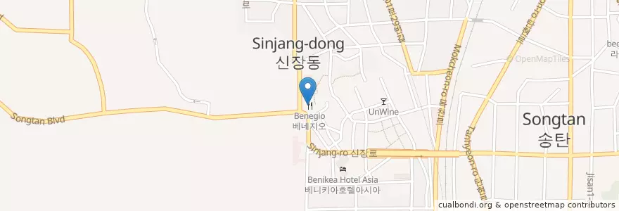 Mapa de ubicacion de 베네지오 en Corea Del Sud, Gyeonggi, 평택시.