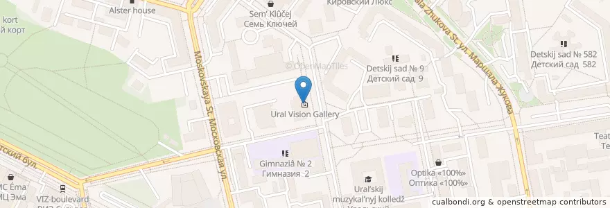 Mapa de ubicacion de Ural Vision Gallery en Rusia, Уральский Федеральный Округ, Свердловская Область, Городской Округ Екатеринбург.