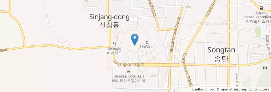 Mapa de ubicacion de 전은숮불갈비 en Güney Kore, 경기도, 평택시.