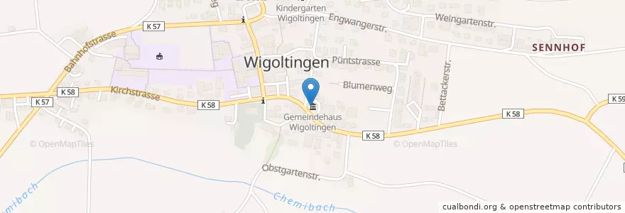 Mapa de ubicacion de Gemeindehaus Wigoltingen en Schweiz/Suisse/Svizzera/Svizra, Thurgau, Bezirk Weinfelden, Wigoltingen.
