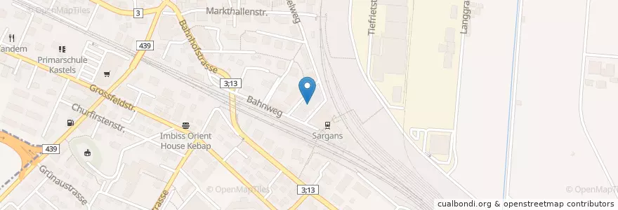 Mapa de ubicacion de Sargans Bahnhof en Швейцария, Санкт-Галлен, Wahlkreis Sarganserland, Sargans.