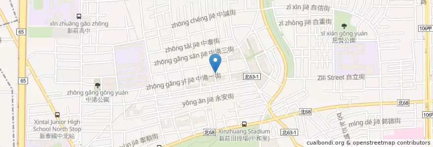 Mapa de ubicacion de 玠萊新莊老牌豬血湯 en Тайвань, Новый Тайбэй, 新莊區.