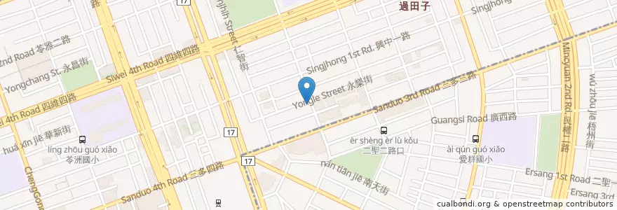 Mapa de ubicacion de 大廟口鹹水雞專賣店 en Tayvan, Kaohsiung, 苓雅區.