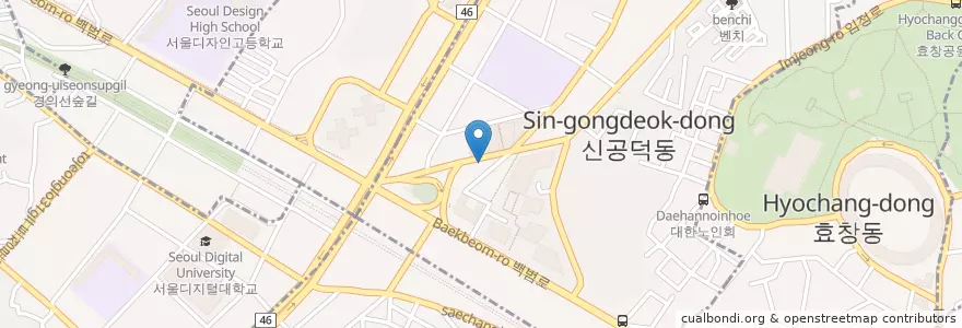 Mapa de ubicacion de 공덕지구대 en Güney Kore, Seul, 마포구, 공덕동.