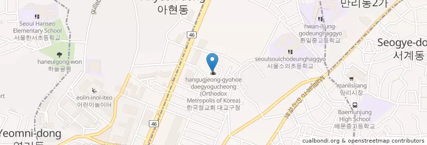 Mapa de ubicacion de 한국정교회 대교구청 (Orthodox Metropolis of Korea) en 韩国/南韓, 首尔, 麻浦區, 공덕동, 아현동.