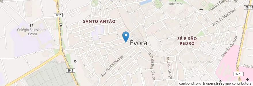 Mapa de ubicacion de Cozinha Santo Humberto en Portogallo, Alentejo, Alentejo Central, Évora, Évora, Bacelo E Senhora Da Saúde, Évora.