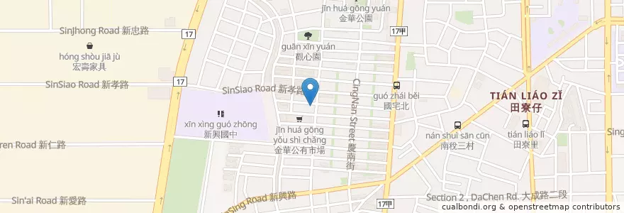Mapa de ubicacion de 金華市場素食 en Taiwán, 臺南市, 南區.