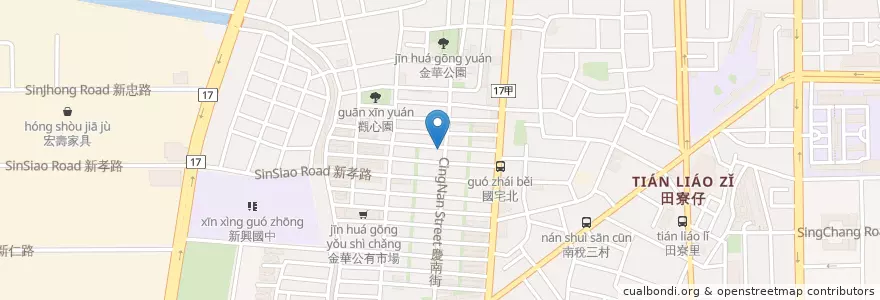 Mapa de ubicacion de 金華燒肉飯 en Taïwan, Tainan, 南區.