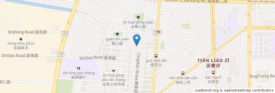 Mapa de ubicacion de 自助餐 en Taiwan, Tainan, South District.