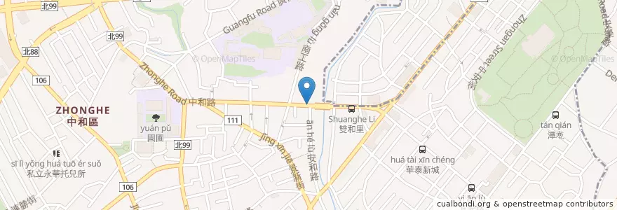 Mapa de ubicacion de 喜鍋屋 en Tayvan, 新北市, 中和區, 永和區.