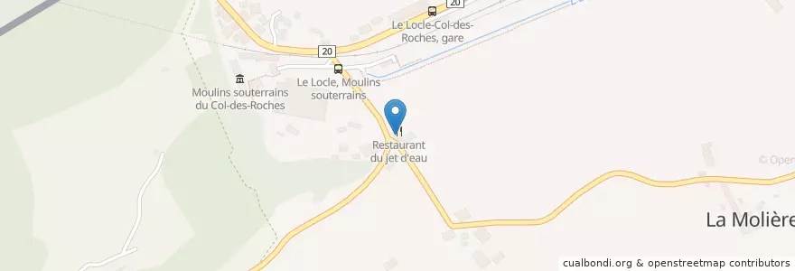 Mapa de ubicacion de Restaurant du jet d'eau en Svizzera, Neuchâtel, District Du Locle, Le Locle.