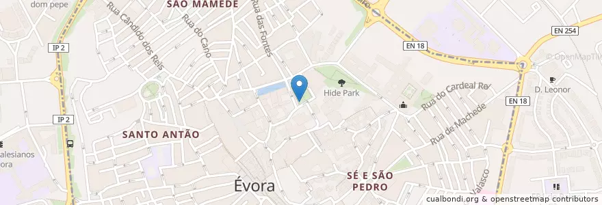 Mapa de ubicacion de Jardim Diana Quiosque en Portugal, Alentejo, Alentejo Central, Évora, Évora, Bacelo E Senhora Da Saúde, Évora.