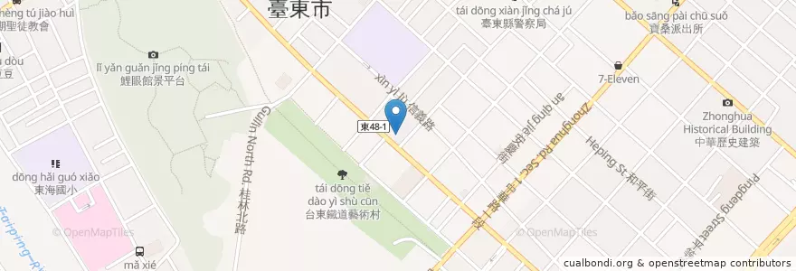 Mapa de ubicacion de 中油中山路站 en 台湾, 台湾省, 台東県, 台東市.