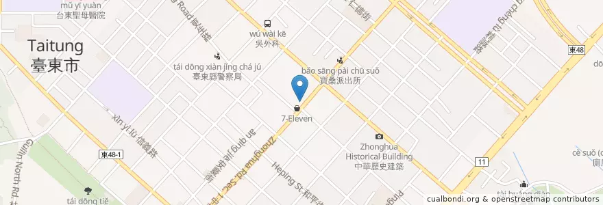 Mapa de ubicacion de 向日動物醫院 en Taiwán, Provincia De Taiwán, Condado De Taitung, 臺東市.