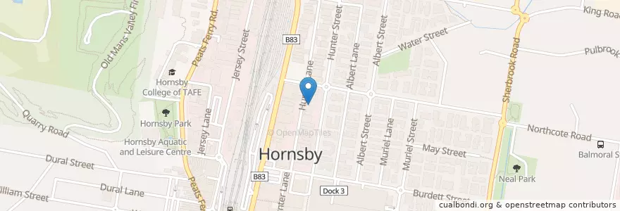 Mapa de ubicacion de Potter's House Christian Fellowship Hornsby en Avustralya, New South Wales, The Council Of The Shire Of Hornsby, Sydney.