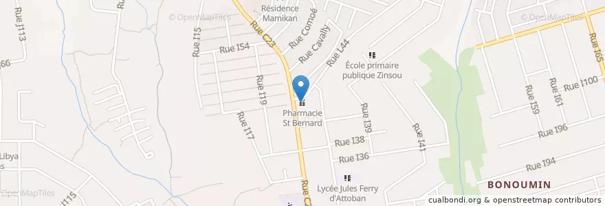 Mapa de ubicacion de Pharmacie St Bernard en コートジボワール, アビジャン, Cocody.