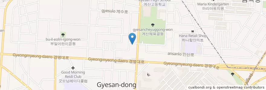 Mapa de ubicacion de 계산2동주민센터 en 대한민국, 인천, 계양구, 계산동.