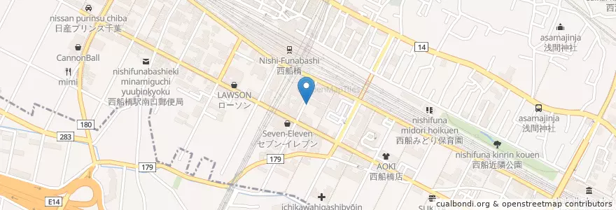 Mapa de ubicacion de タイムズカープラス en 일본, 지바현, 船橋市.