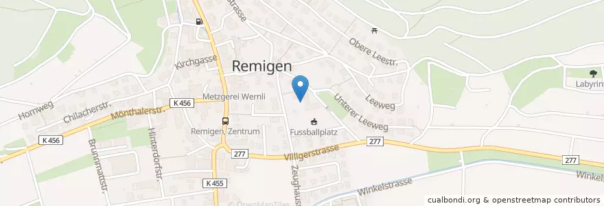 Mapa de ubicacion de Primarschule Remigen en Switzerland, Aargau, Bezirk Brugg, Remigen.