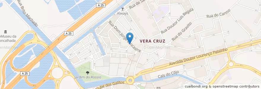 Mapa de ubicacion de Zeca Aveiro en 葡萄牙, Aveiro, Centro, Baixo Vouga, Aveiro, Glória E Vera Cruz.