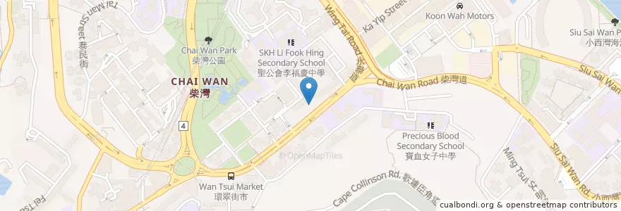 Mapa de ubicacion de Chai Wan Post Office en China, Guangdong, Hong Kong, Hong Kong Island, New Territories, Eastern District.