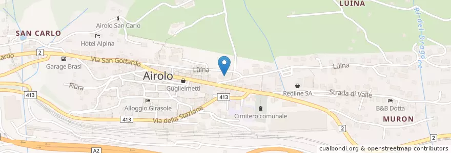 Mapa de ubicacion de Banca dello Stato en سويسرا, Ticino, Distretto Di Leventina, Circolo Di Airolo, Airolo.