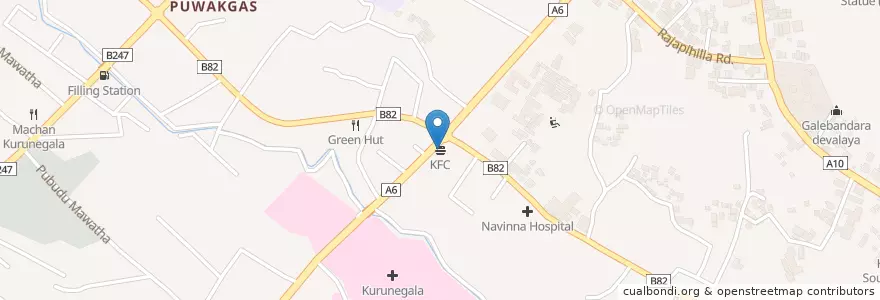 Mapa de ubicacion de KFC en 斯里蘭卡, 西北省, කුරුණෑගල දිස්ත්‍රික්කය, Kurunegala M.C. Limit.