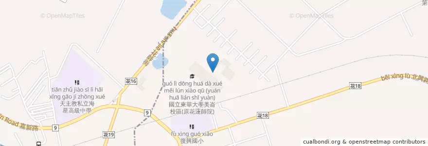 Mapa de ubicacion de 化雨亭 en Taiwan, 臺灣省, Hualien.