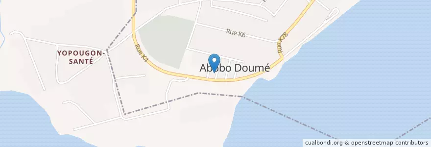 Mapa de ubicacion de Maquis Anoumabo Zouglou en Côte D’Ivoire, Abidjan, Yopougon.