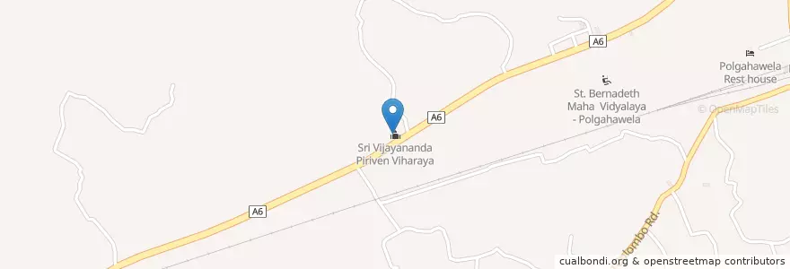 Mapa de ubicacion de Sri Vijayananda Piriven Viharaya en Seri-Lanca, වයඹ පළාත, කුරුණෑගල දිස්ත්‍රික්කය.