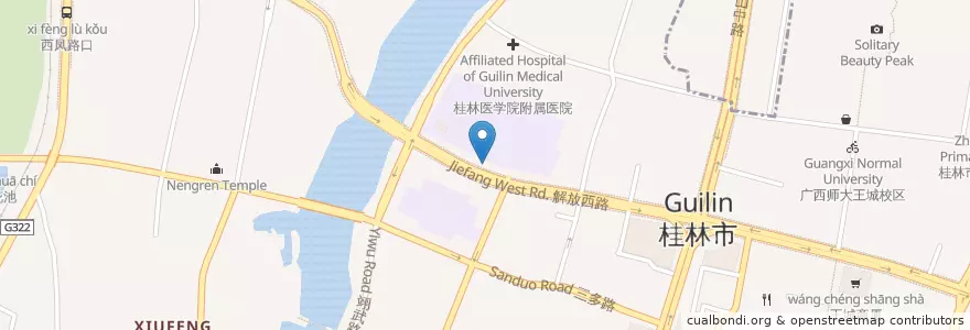 Mapa de ubicacion de 广西艺术馆 en Cina, Guangxi, 桂林市, 秀峰区.