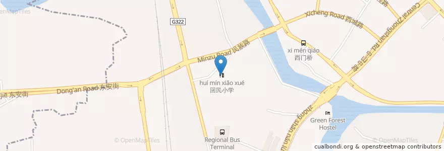 Mapa de ubicacion de 回民小学 en China, Guangxi, Guilin, Xiangshan District, 南门街道.
