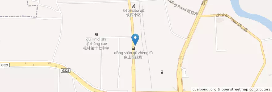 Mapa de ubicacion de 象山装饰批发城 en 중국, 광시 좡족 자치구, 桂林市, 象山区, 南门街道.