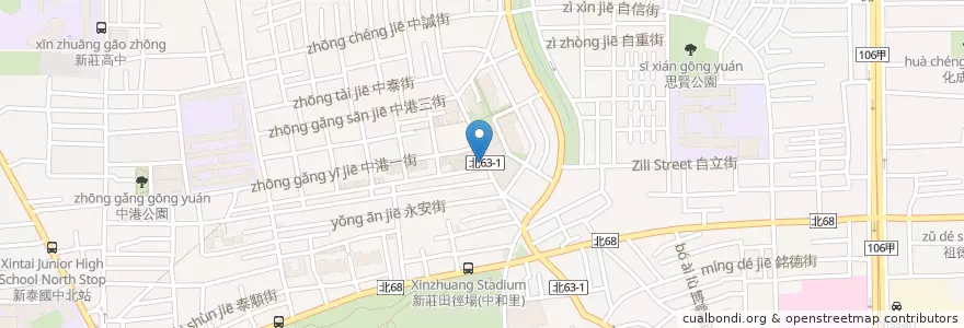 Mapa de ubicacion de 長老教會中港禮拜堂 en Тайвань, Новый Тайбэй, 新莊區.