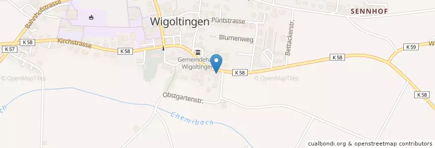 Mapa de ubicacion de Obstgarten en 瑞士, Thurgau, Bezirk Weinfelden, Wigoltingen.