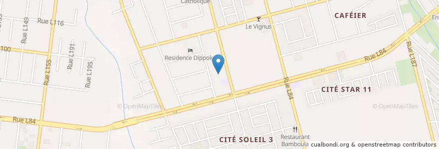 Mapa de ubicacion de Pharmacie Cellule Sainte en Côte D’Ivoire, Abidjan, Cocody.