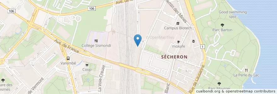 Mapa de ubicacion de P+R Sécheron en Suíça, Genève, Genève, Genebra.