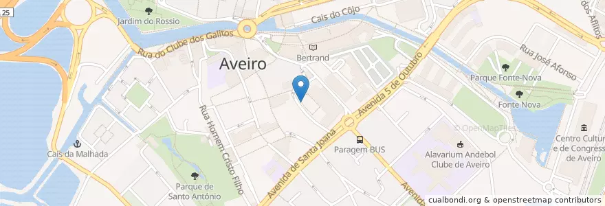 Mapa de ubicacion de Mobi.E AVR-003 (1 Cee, 1 Mennekes) en Portugal, Aveiro, Mitte, Baixo Vouga, Aveiro, Glória E Vera Cruz.