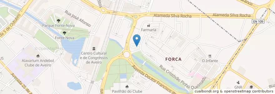 Mapa de ubicacion de Mobi.E AVR-006 (1 Cee, 1 Mennekes) en Portugal, Aveiro, Centro, Baixo Vouga, Aveiro, Glória E Vera Cruz.